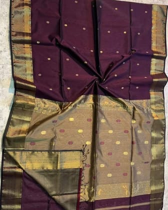 Hypnotic Maheshwari Pure Handloom Silk Saree Maroon