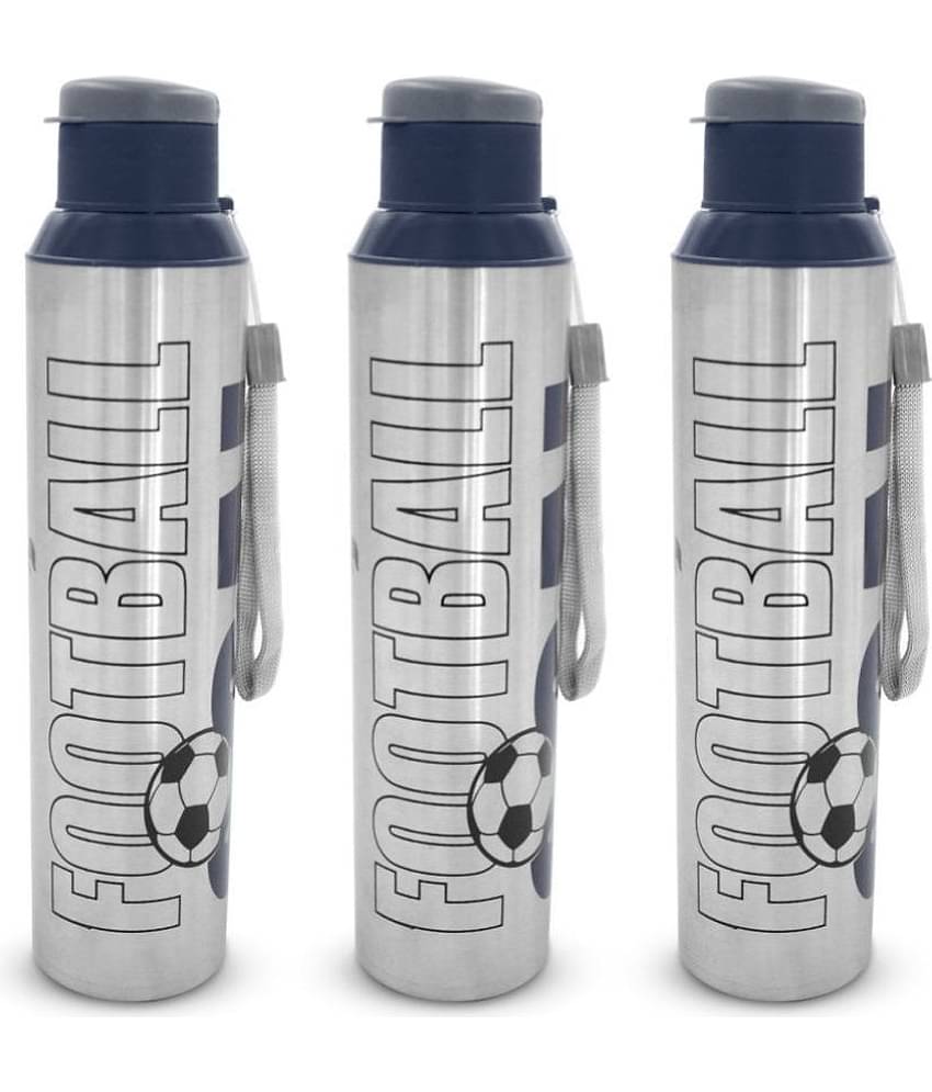 Dhara Stainless Steel Breeze Blue Stainless Steel Sipper Water Bottle 850 mL ( Set of 3 )