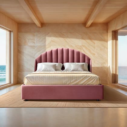 Wave Plus Adjustable Bed with Celeste Upholstered Bed and Quboid 8" - Pink-Queen
