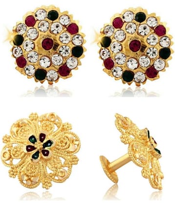 Vighnaharta - Golden Stud Earrings ( Pack of 2 )
