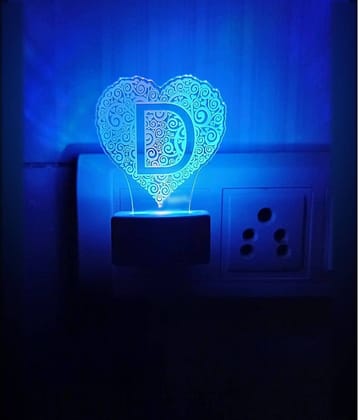 DIONA Night Lamp D Alphabet Heart Shape Night Light Birthday, Valentine, Gift