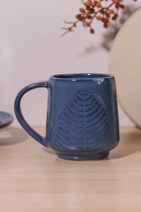 Indigo Leaf Ceramic Mug | 330 ml