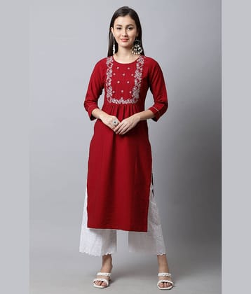 Rajnandini - Maroon 100% Cotton Women's Straight Kurti ( Pack of 1 )