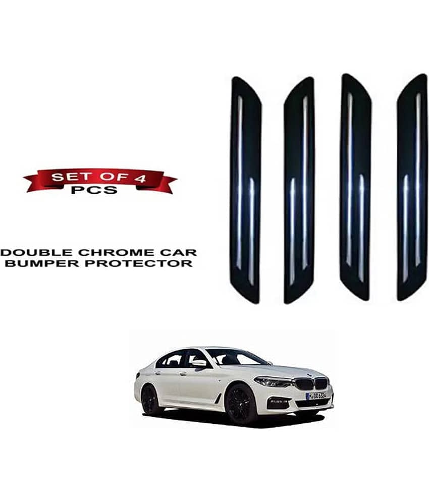 RONISH Rubber Car Bumper Protector Guard (Double Chrome) For BMW 520d