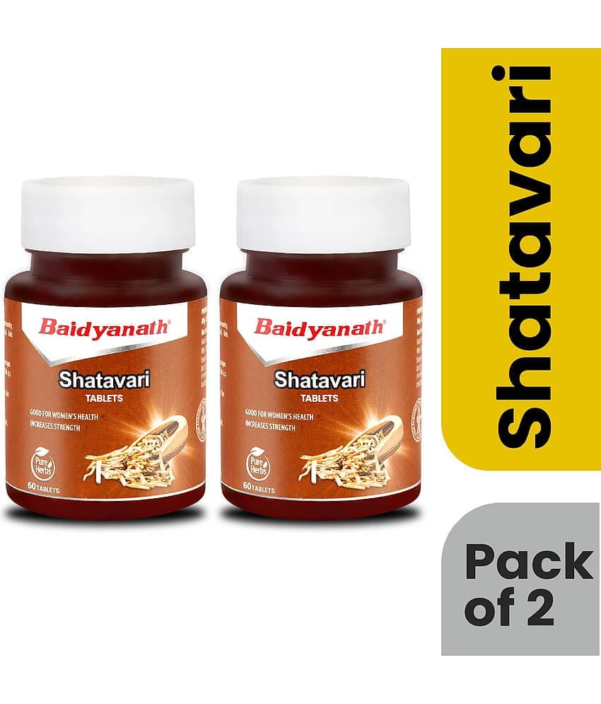 Baidyanath Shatavari Tablets- 60 Tab|Complete Women's Wellness|Good for Nutrition (Pack of 2)