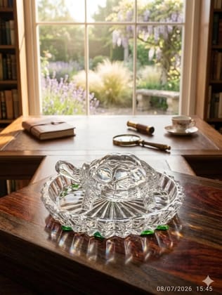 Crystal Glass Tortoise with Plate / Feng Shui Tortoise Showpiece