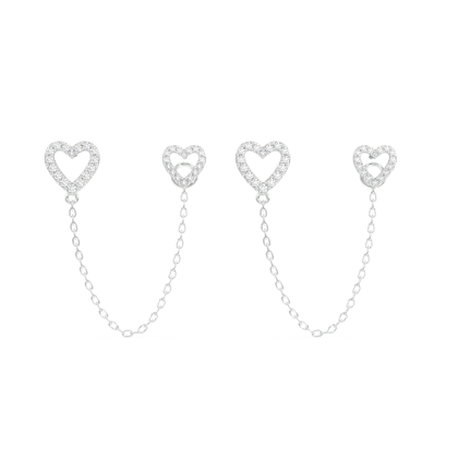 Hollow heart chain connector - 3 in 1-14k gold plated