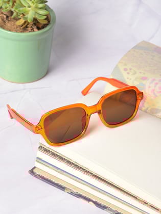 Brown Lens Orange Wayfarer Sunglasses-Sunglasses