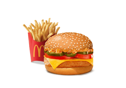 Mexican Grilled Chicken & Cheese Burger + Fries (M)