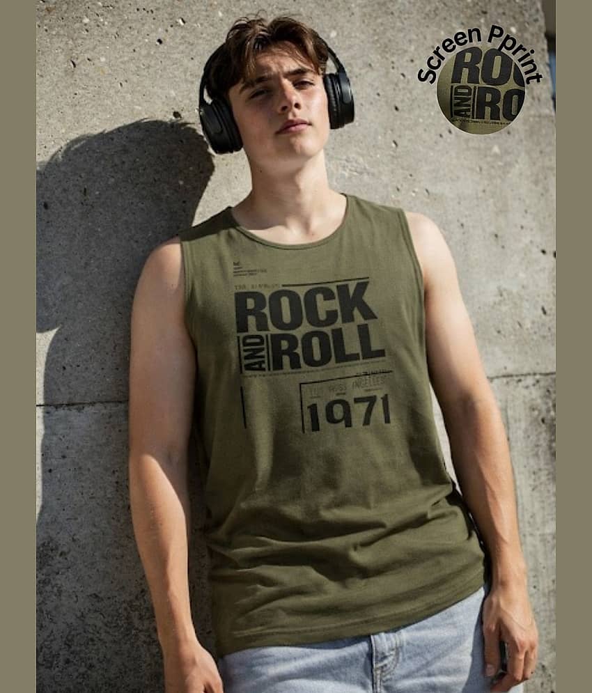 Rigo Pack of 1 Cotton Gym Vest For Men ( Green )