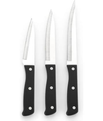 FIT4CHEF Black Stainless Steel Knife Set Blade Length 15 cm ( Pack of 3 )