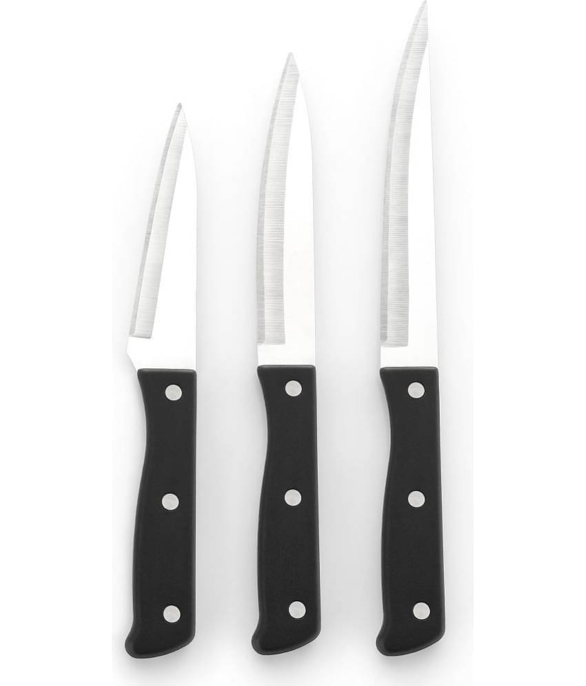 FIT4CHEF Black Stainless Steel Knife Set Blade Length 15 cm ( Pack of 3 )