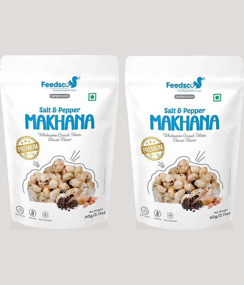 Feedsco Lotus Seeds Pop /Gorgon Nut Puffed Kernel (Makhana) 120 g Pack of 2