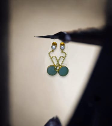 Green Stone Ear Danglers Green Stone Ear Danglers