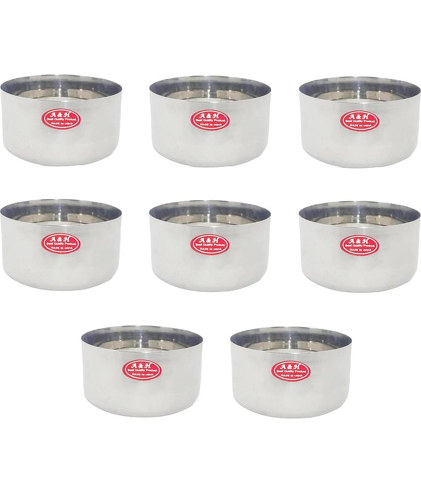 A & H ENTERPRISES 8 Pcs Stainless Steel Cereal Bowl 180 mL