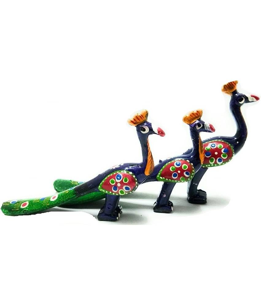 AFTERSTITCH peacock idol set of 3 Showpiece statue for home office decor 9.5 cm  (Pack of 3)