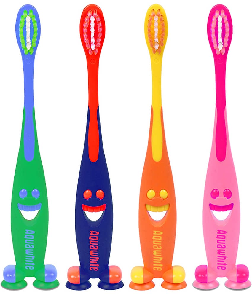 aquawhite Junior Smiley Soft Toothbrush Toothbrush Pack of 4