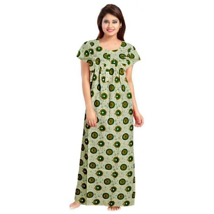 Women's Cotton Printed Maxi Nighty Size XL (Green)