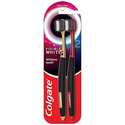 Colgate Visible White O2 Toothbrush With Ultra - Soft Bristles For Teeth Whitening, 2 pcs