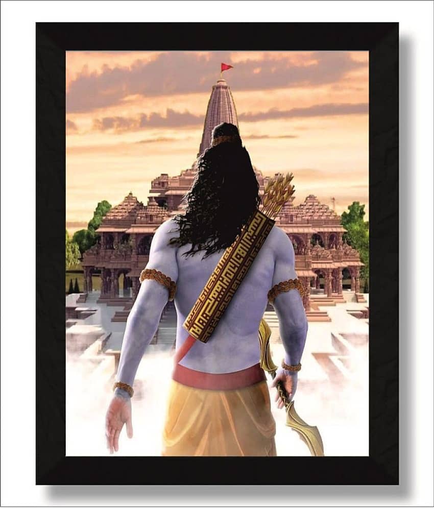 Saf - Shree Ram Janmabhoomi Religious wall hanging Painting with Frame (1U)
