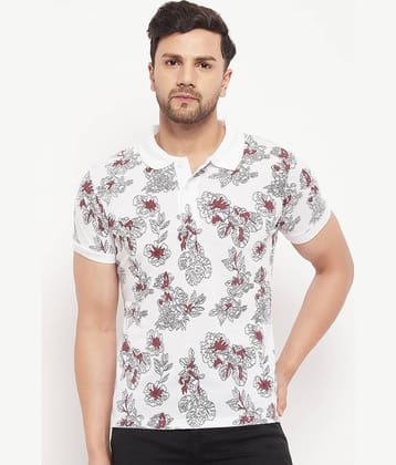 The Million Club Pack of 1 Cotton Blend Regular Fit Printed Half Sleeves Men's Polo T Shirt ( White )