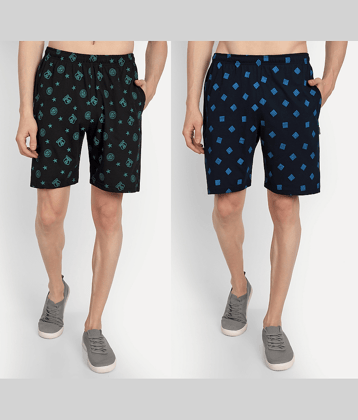 Zeffit - Multicolor Cotton Blend Men's Shorts ( Pack of 2 )