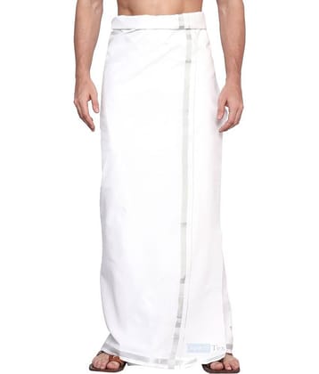 GOWRI TEX Silver Cotton Men's Dhoti ( Pack of 1 )