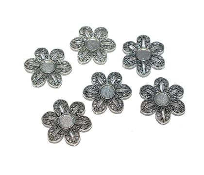 Antique Silver 2 Hole Connector for Jewellery Making and Embroidery Work. CTR-067-Per Packet of 5 Pair / 36 MM