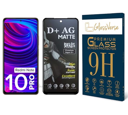 GlassVerse D+ Matte Tempered Glass With 18H Hardness For Redmi Note 10 Pro(Pack Of 1) With Free Installation Kit Full Screen Coverage If Received Damaged-6.67 Inch GlassVerse D+ Matte Tempered Glass With 18H Hardness For Redmi Note 10 Pro(Pack Of 1) With
