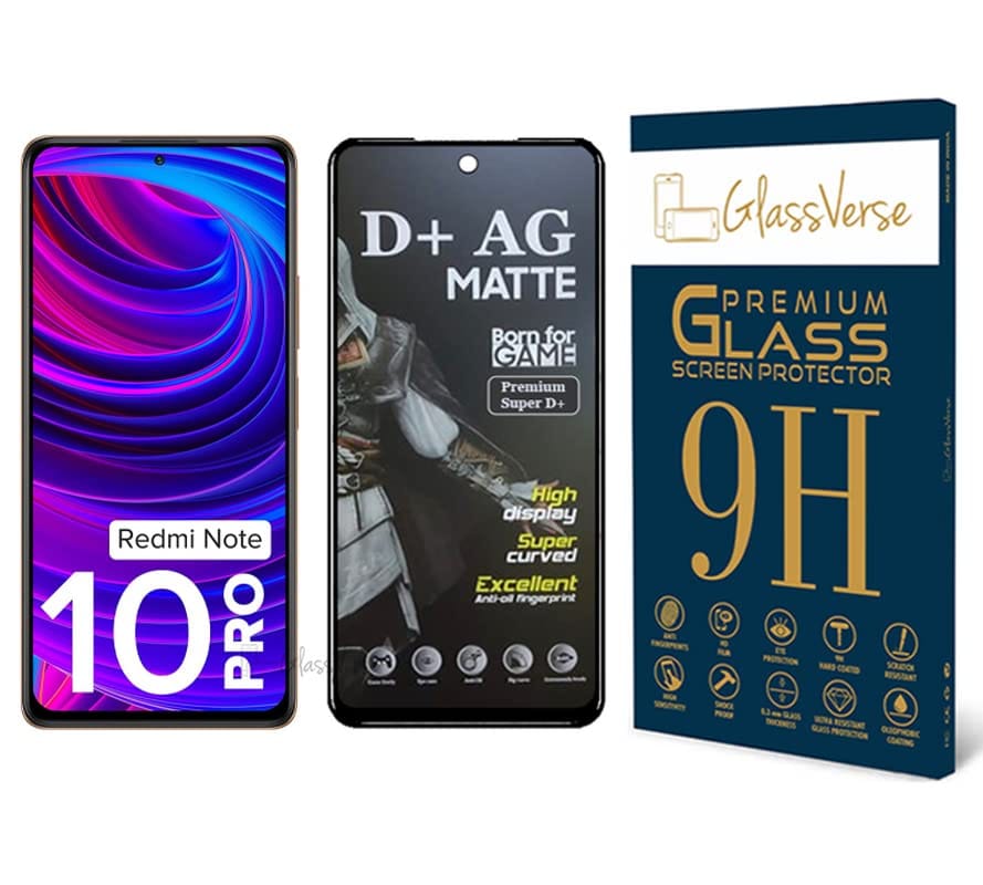 GlassVerse D+ Matte Tempered Glass With 18H Hardness For Redmi Note 10 Pro(Pack Of 1) With Free Installation Kit Full Screen Coverage If Received Damaged-6.67 Inch GlassVerse D+ Matte Tempered Glass With 18H Hardness For Redmi Note 10 Pro(Pack Of 1) With