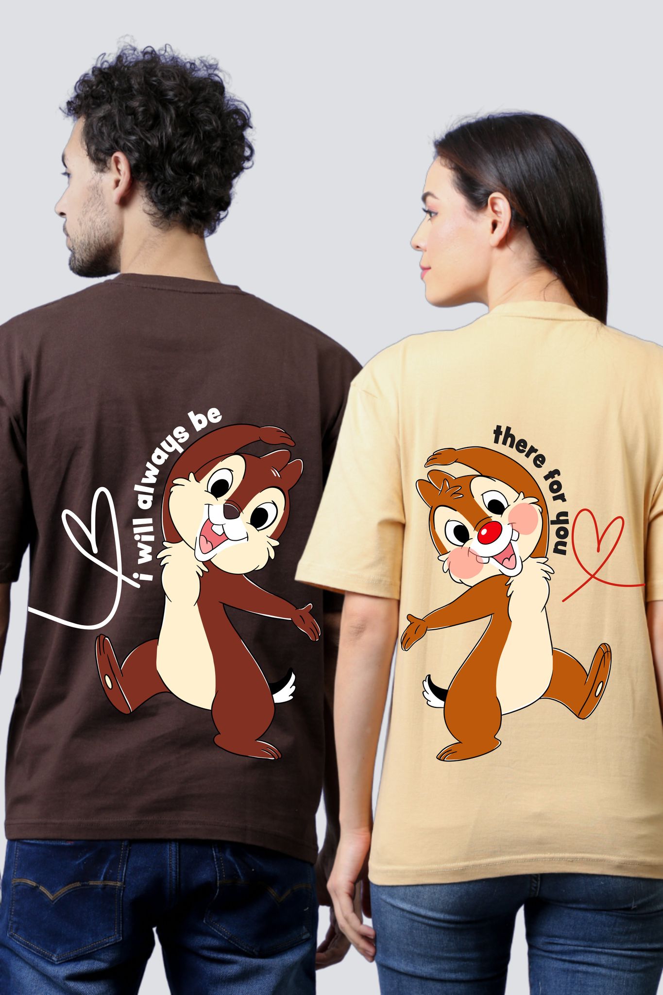 Double Trouble Chipmunk Oversized Couple Tees - Pack of 2