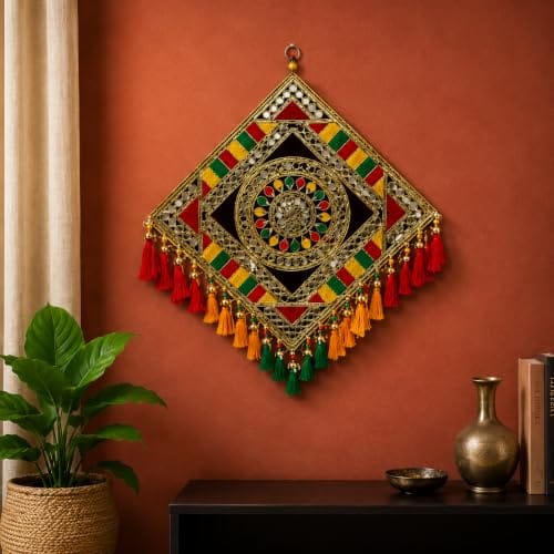 Wall Hanging for Home Decor | Traditional Indian Ethnic Wall Art with Tassels | Decorative Wall Hanging for Living