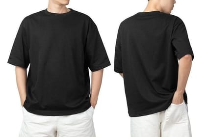 Black Oversized Premium Cotton T shirt-S