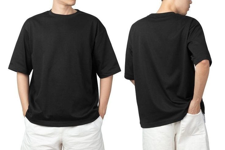 Black Oversized Premium Cotton T shirt-S