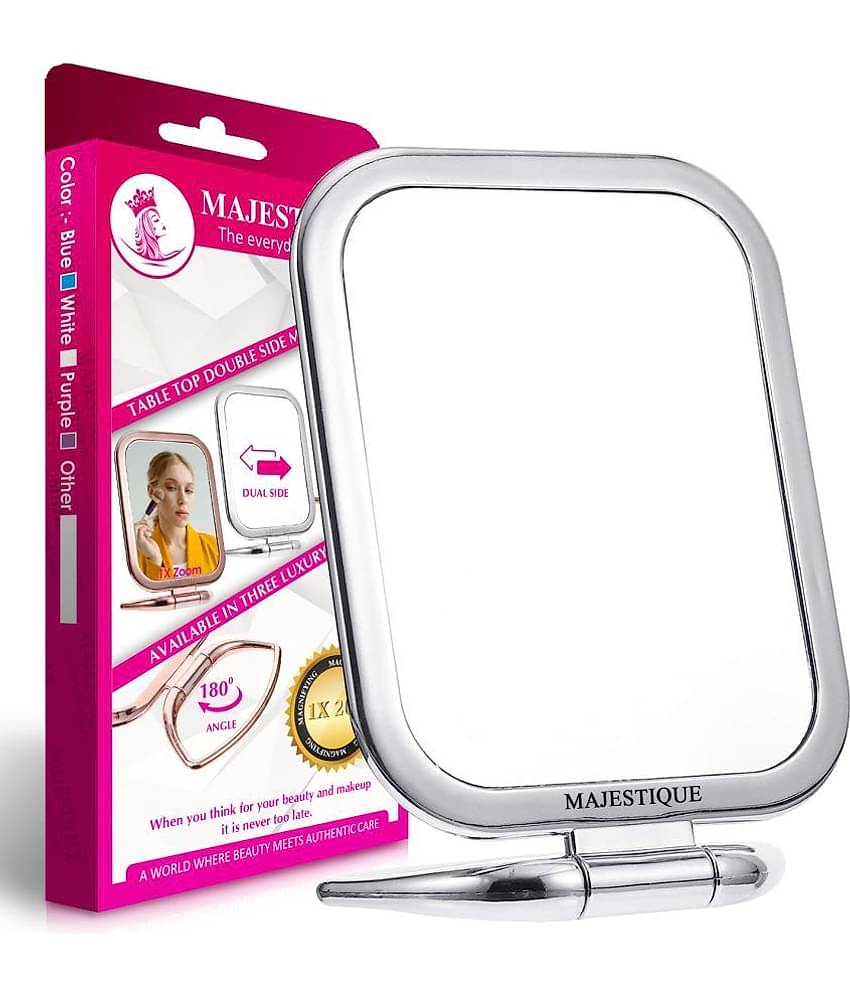 Majestique Table Top Double Side Makeup Mirror, 1X/20X Square Magnifying 180 Degree Stand Multicolor
