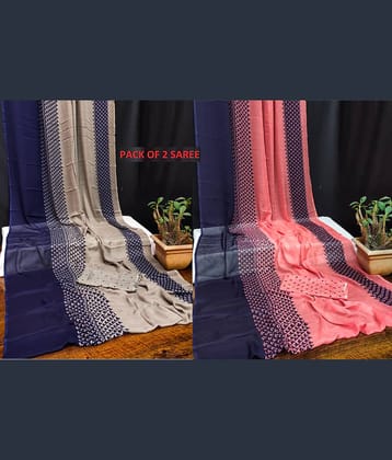 Kanooda Prints Georgette Printed Saree With Unstitched Blouse Piece ( Grey )