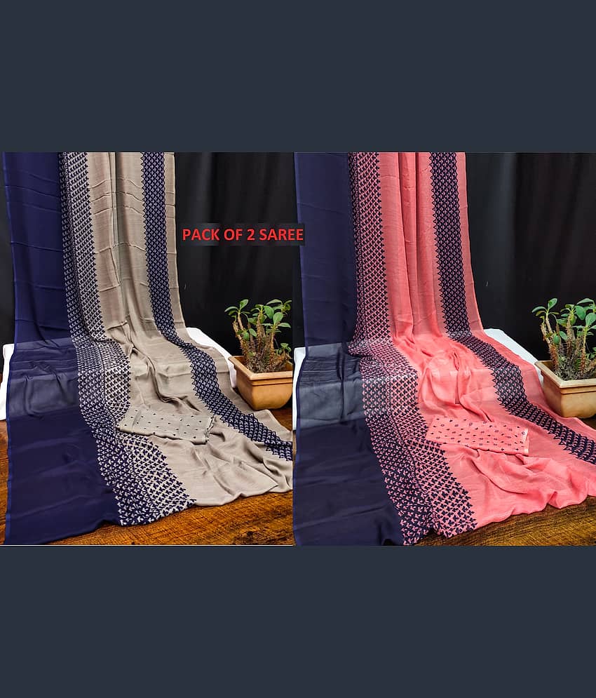 Kanooda Prints Georgette Printed Saree With Unstitched Blouse Piece ( Grey )