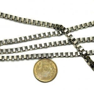 Metal Box Chain Silver (Link size 4 ) 1 Mtr.-Silver / Iron