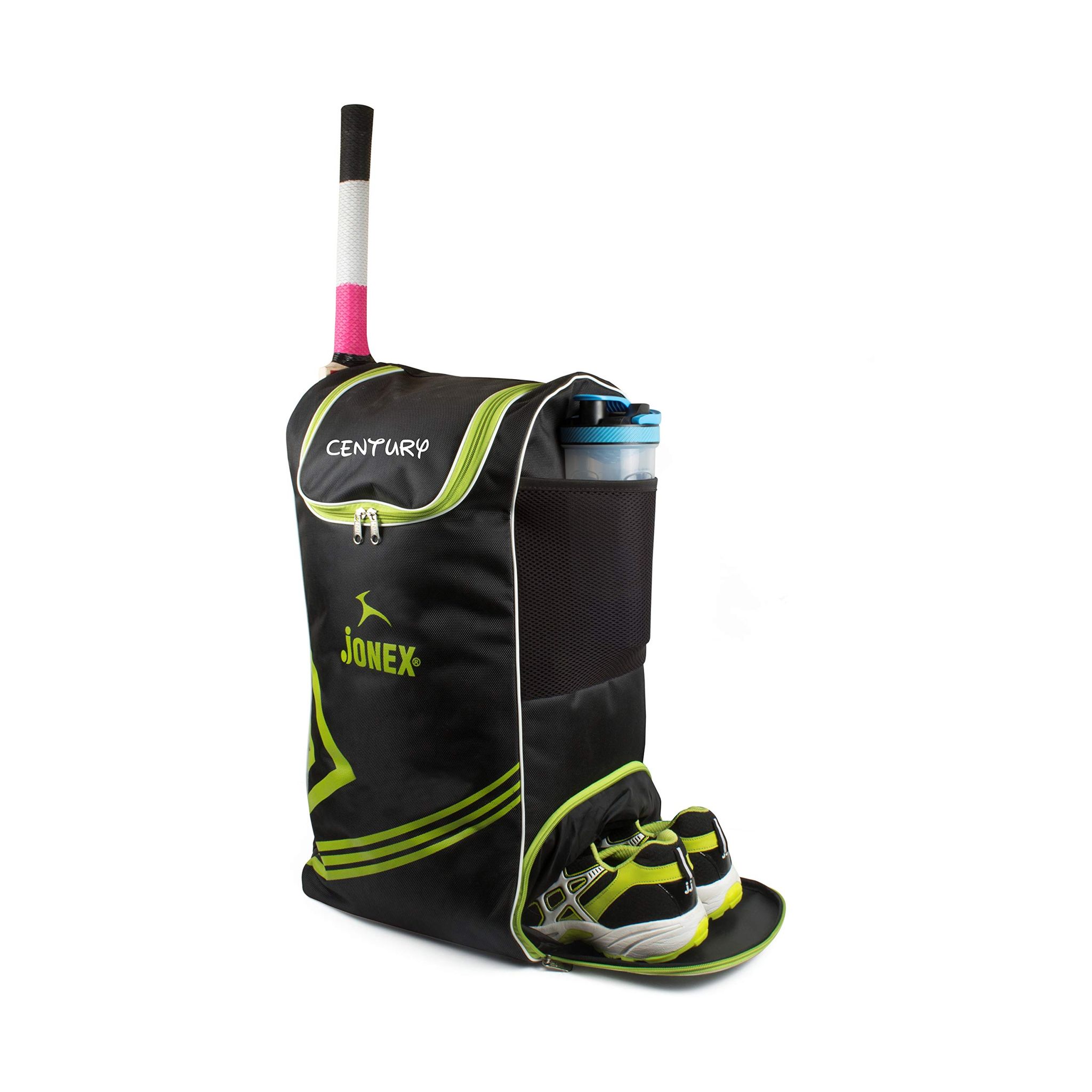 JJ Jonex Century Cricket Kit Bag with Shoe Compartment (Green, Black)