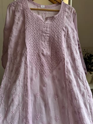 Kota Soft Cotton Chikankari Kurti - Mauve-Mauve / cotton / S