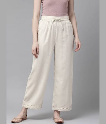 Juniper - Off White Rayon Wide leg Women's Palazzos ( Pack of 1 )