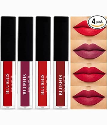 BLUSHIS Smudgeproof Multicolor Matte Lipstick (Pack of 4)