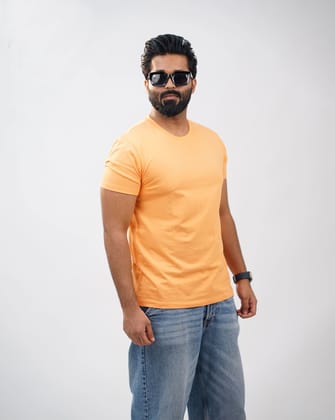Orange Round Neck Tees for Men