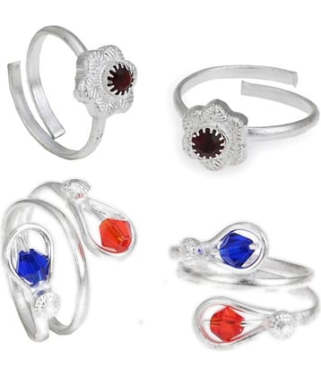 AanyaCentric Silver Plated 2 Pair Toe Rings