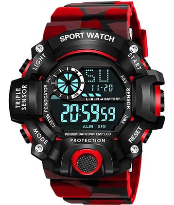 Redux Digital Sports Shockproof Multi-Functional Red Strap Watch for Boys & Kids