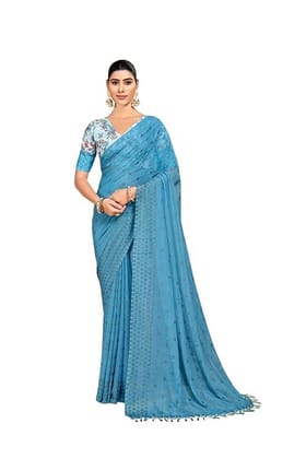Saree Women's Chiffon Saree with Matching Georgette Blouse – Graceful and Lightweight Ethnic Wear for All