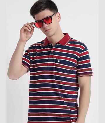 UNIBERRY Pack of 1 Cotton Regular Fit Striped Half Sleeves Men's Polo T Shirt ( Sky Blue )