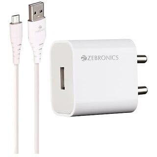 ZEBRONICS MA200 12 Watts USB Charger Built in Protections Multiple Protocol Support Included Micro USB Cable
