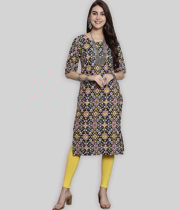 7Threads Crepe Printed Straight Women's Kurti - Multicolor ( Pack of 1 )