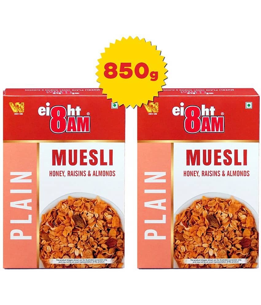 8AM Honey, Raisins & Almonds Muesli 425 gm Pack of 2
